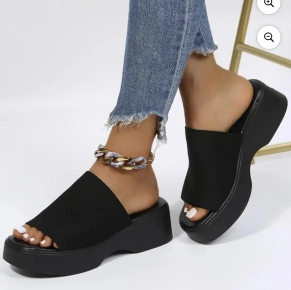 11 Maurice’s sandal black SuperCush April Platform slip on 90’s Y2K - Picture 7 of 9